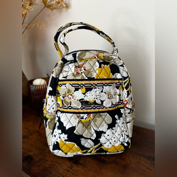 Vera Bradley Black and Yellow Dogwood Pattern Lunch Box - Picture 1 of 8